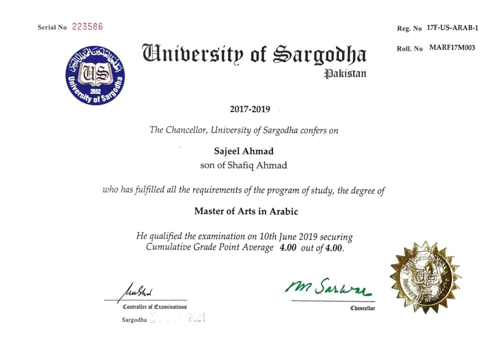 Master of Arts in Arabic